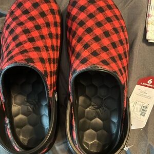 Red and Black Buffalo plaid Women's Loafers